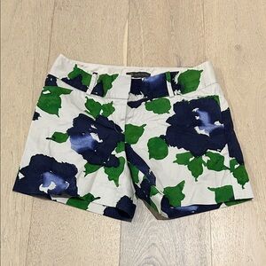 Outback Red Floral Print Cotton Blend Shorts - Green & Navy on White